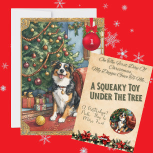 Tarjeta Festiva 12 Días De Navidades Doggie Día 1