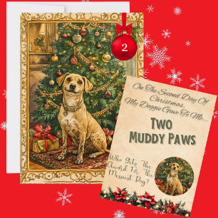 Tarjeta Festiva 12 Días De Navidades Doggie Día 2
