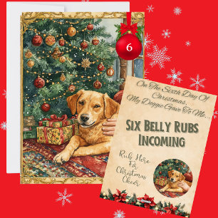 Tarjeta Festiva 12 Días De Navidades Doggie Día 6
