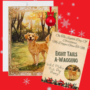 Tarjeta Festiva 12 Días De Navidades Doggie Día 8