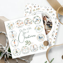 Tarjeta Festiva 12 días de Navidades elegante