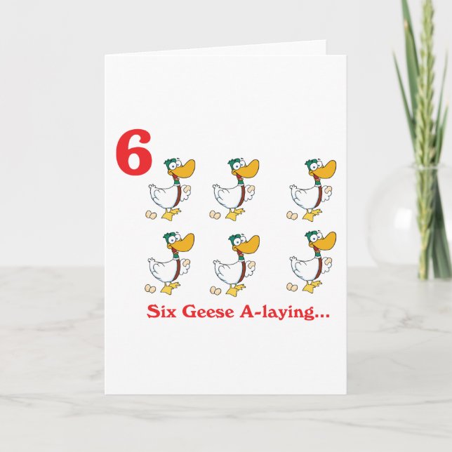 Tarjeta Festiva 12 días seis gansos a-tendido (Anverso)