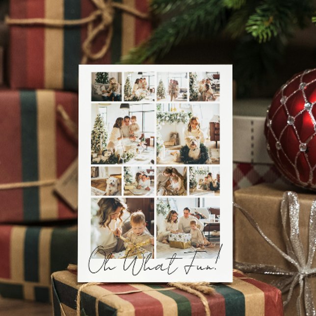 Tarjeta Festiva 12 Foto oh Qué Navidades nórdicos divertidos (12 Photo oh What Fun Nordic Christmas Holiday Card by Ricaso. Add own photographs, personalized card)