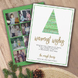 Tarjeta Festiva 12 Foto: Warmest Wishes Christmas Tree Ornaments<br><div class="desc">DISEÑO FRONTAL: Un Árbol de Navidad moderno y mínimo con fondo de color de agua y adornos. El saludo -los deseos más cálidos- se puede cambiar. También se incluye un área de mensajes con un área para agregar una firma de familia y nombres individuales. El color de fondo es blanco....</div>