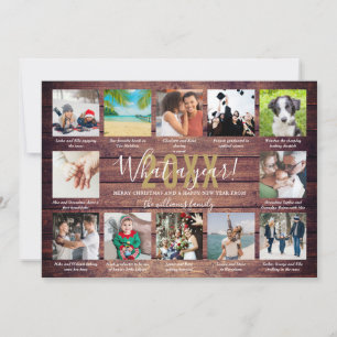 Tarjeta Festiva 12 Leyendas de Collage de Fotos Qué Año Madera Rús