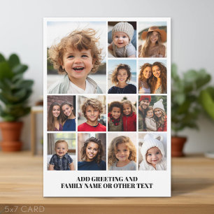 Tarjeta Festiva 13 Collage de Fotos - Blanco Minimalista Moderno