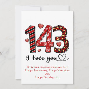 Tarjeta Festiva 143 Te Amo Aniversario Personalizado De San Valent