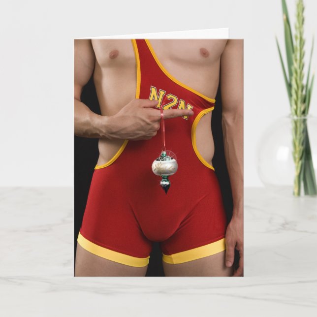 Tarjeta Festiva 18353 Navidades Sexy Wrestler (Anverso)