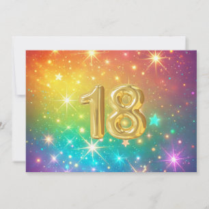 Tarjeta Festiva 18.º colorido espacio de estrellas arcoiris