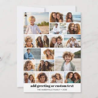 Tarjeta Festiva 18 Colaje de Fotos - Texto Personalizado - Blanco