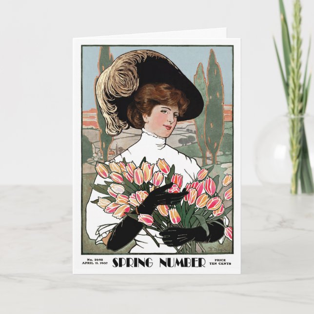 TARJETA FESTIVA 1908! NÚMERO DE PRIMAVERA" COBERTURA GREETING (Anverso)