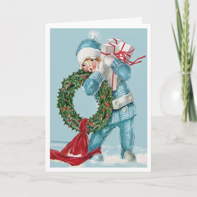 TARJETA FESTIVA ¡¡¡1913!!! "PEQUEÑO AZUL DE NIÑO" NAVIDADES DE NOW (Anverso)