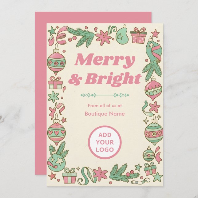Tarjeta Festiva 1950s Pastel Christmas | Boutique Bulk Greetings (Anverso / Reverso)