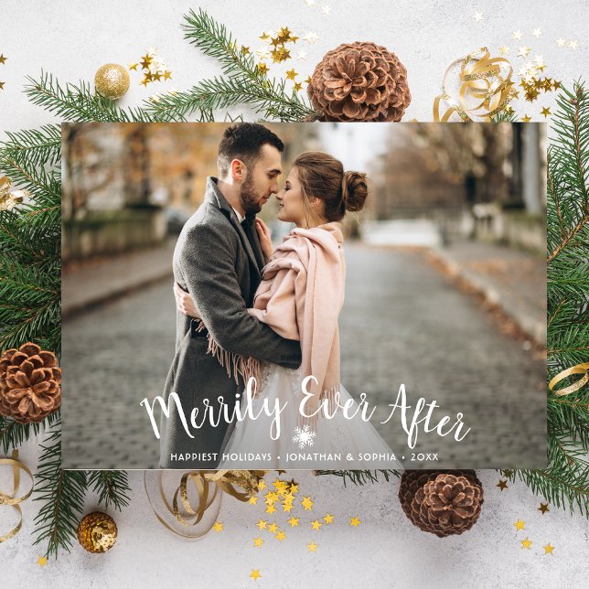 Tarjeta Festiva 1.ª foto de pareja de recién casados Navidades (Subido por el creador)