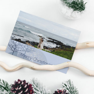 Tarjeta Festiva 1.ᵉʳ árbol azul de vacaciones para Navidades o cua