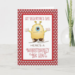 Tarjeta Festiva 1.ᵉʳ El día de San Valentín Monster Hug Valentine