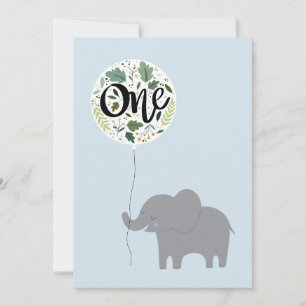 Tarjeta Festiva 1.ᵉʳ elefante con globo
