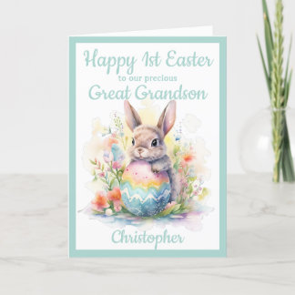 Tarjeta Festiva 1.ᵉʳ Gran Abuelo de Pascua Bunny Egg Blue