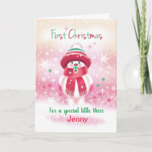 Tarjeta Festiva 1.ᵉʳ Navidad, bebé sobrina, bebé de nieve y pacifi