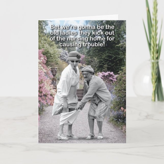 Tarjeta Festiva 1 cumpleaños feliz divertido - viejos alborotadore (Anverso)