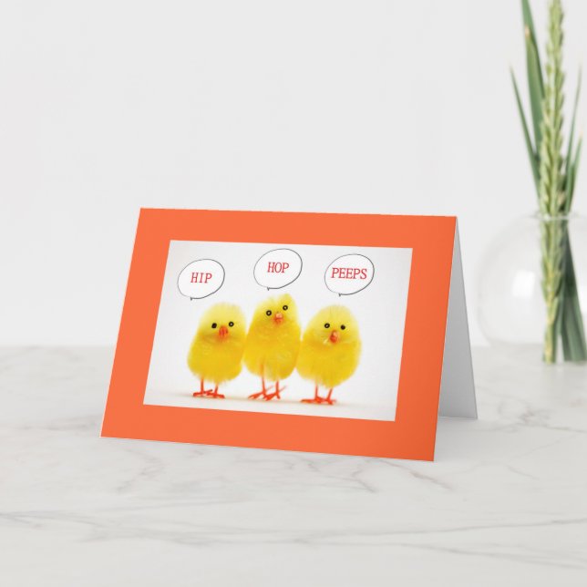 TARJETA FESTIVA "1 EASTER PEEPS ESPERANDO PARA USTED MÁS FÁCIL" (Anverso)