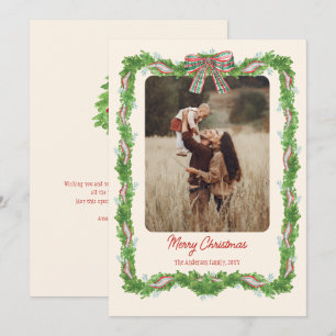 Tarjeta Festiva 1 foto de Navidades rústicos de la proa rota de la