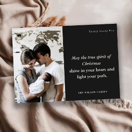 Tarjeta Festiva 1 foto mínima Espíritu de Navidades blancos y negr