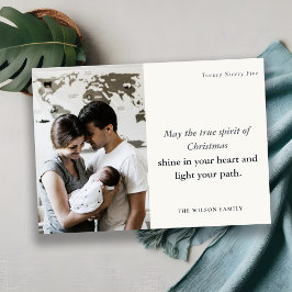 Tarjeta Festiva 1 foto mínima Espíritu de Navidades blancos y negr