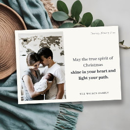 Tarjeta Festiva 1 foto mínima Espíritu de Navidades blancos y negr