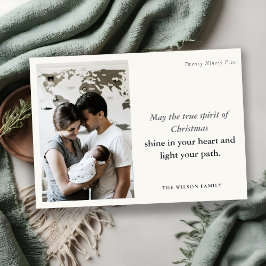 Tarjeta Festiva 1 foto mínima Espíritu de Navidades blancos y negr