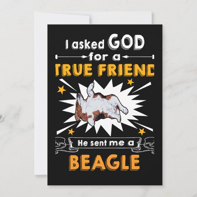 Tarjeta Festiva 1 Preguntado Dios - Verdadero Amigo - Un Beagle (Anverso)