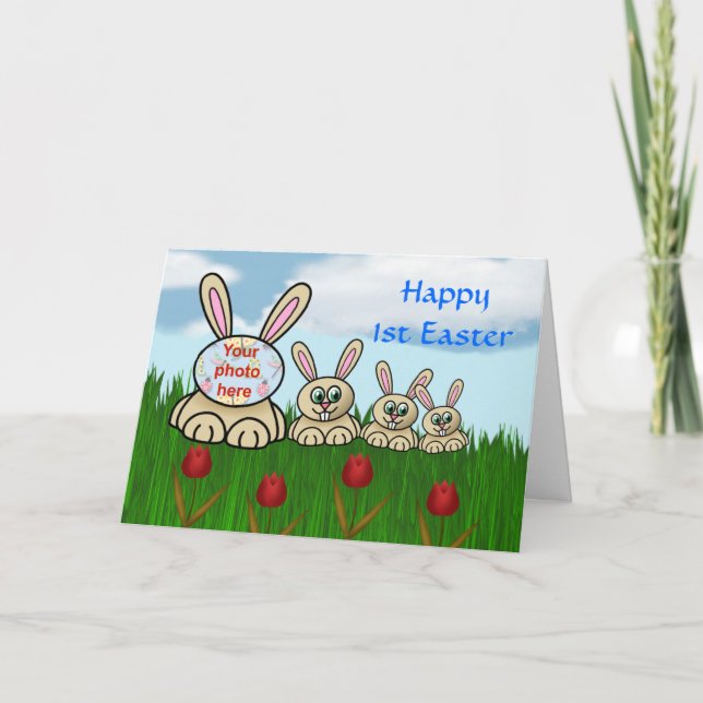 Tarjeta Festiva 1ra Pascua feliz con pascua del bebé de los (Anverso)