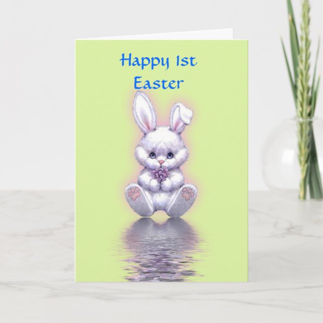 Tarjeta Festiva 1ra Pascua feliz con pascua del bebé del conejito (Anverso)