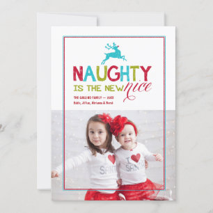 Tarjeta Festiva 2015 Naughty is the New Nice   Holiday Photo