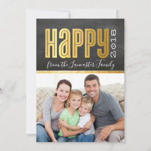 Tarjeta Festiva 2018 NUEVO AÑO FOTO elegante Relieve metalizado de