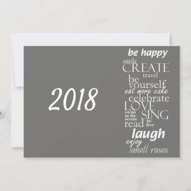 Tarjeta Festiva 2018 Nuevo año motivacional inspirador (Anverso)