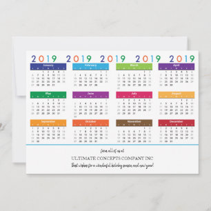 Tarjeta Festiva 2019 Nombre de la empresa del calendario Logotip