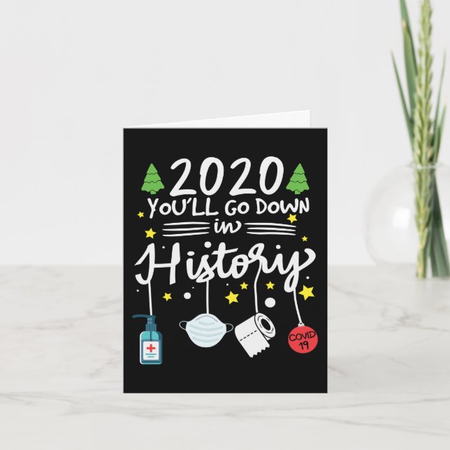 Tarjeta Festiva 2020 Abajo en la historia | Papel higiénico y másc (Anverso)
