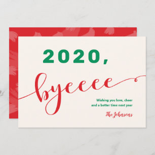 Tarjeta Festiva "2020, by" Red & Green Non-Photo Funny 2020