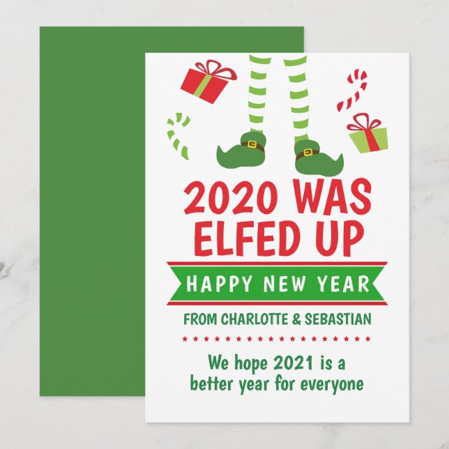 Tarjeta Festiva 2020 Estaba hartas de feliz Año Nuevo (Anverso / Reverso)
