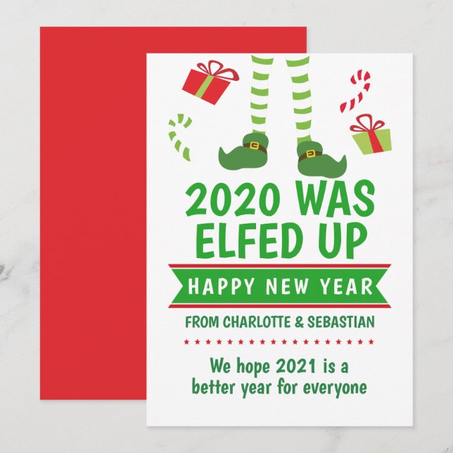 Tarjeta Festiva 2020 Estaba hartas de feliz Año Nuevo (Anverso / Reverso)