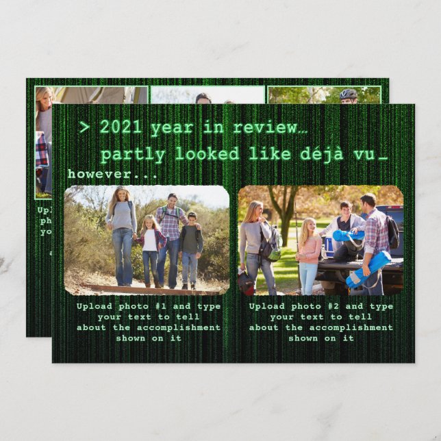 Tarjeta Festiva 2021 Año de revisión de Navidades de Collage de fo (Anverso / Reverso)