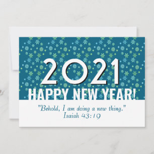 Tarjeta Festiva 2021   cristiano   Copos de nieve   Turquesa   Año