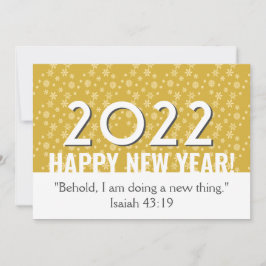 Tarjeta Festiva 2022 | Copos de nieve dorados | cristiano | Año Nu