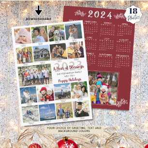 Tarjeta Festiva 2023 18 Leyendas de Collage de Fotos Calendario 20