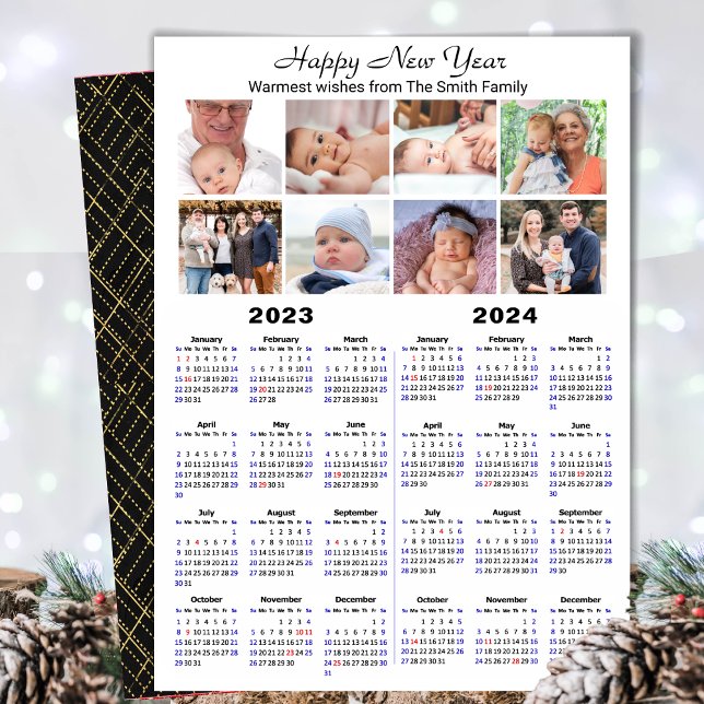 Tarjeta Festiva 2023 - 2024 Calendario Familia moderna 8 Collage d (Subido por el creador)