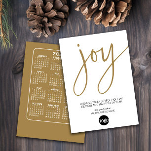 Tarjeta Festiva 2023 Calendar JOY - Gold White - Logo para empresa