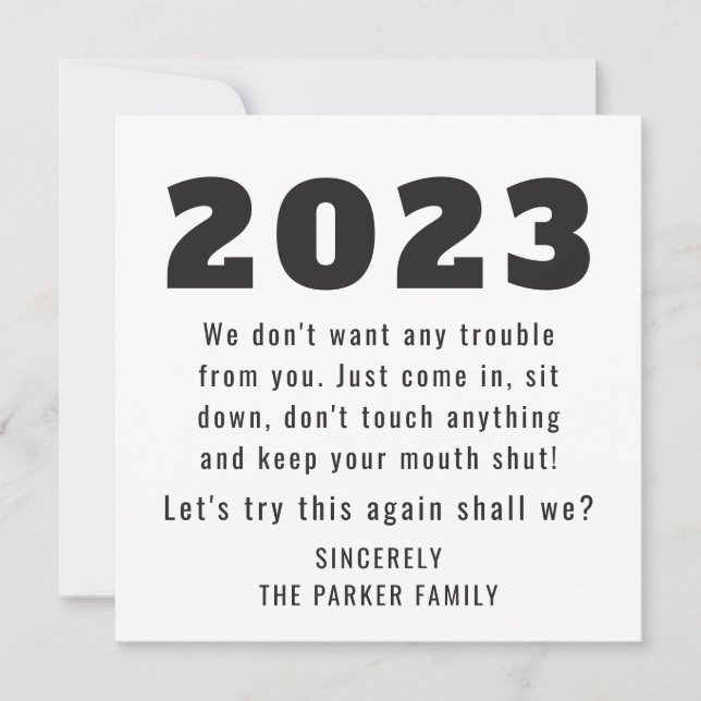 Tarjeta Festiva 2023 Let's Try This Again | Happy New Year (Anverso)