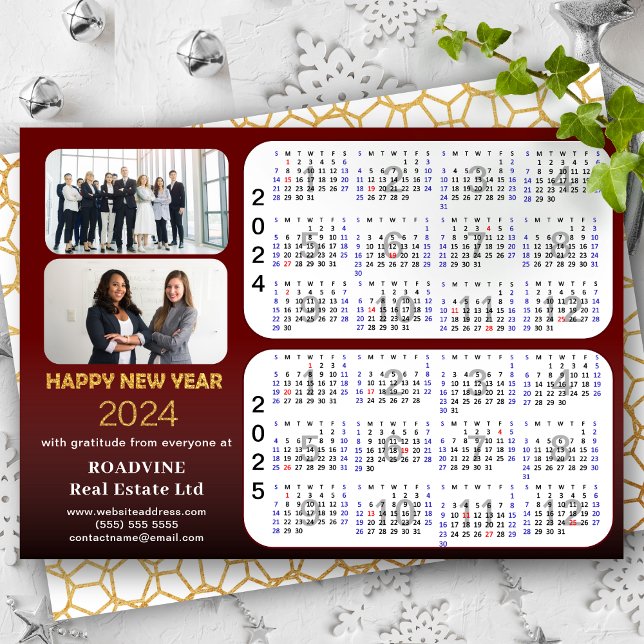 Tarjeta Festiva 2024 - 2025 Calendario Empresarial Moderno Red Cor (Subido por el creador)