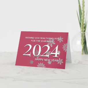 Tarjeta Festiva 2024 Feliz Año Nuevo CUALQUIER AÑO Magenta de Moda